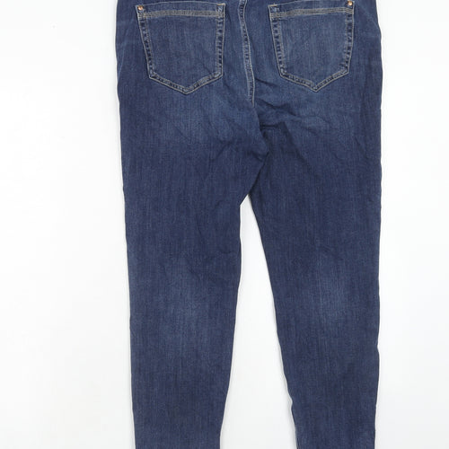Marks and Spencer Womens Blue Cotton Skinny Jeans Size 16 Regular Zip