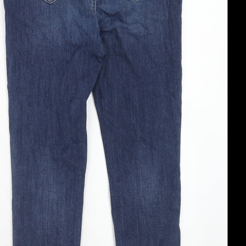 Marks and Spencer Womens Blue Cotton Skinny Jeans Size 16 Regular Zip