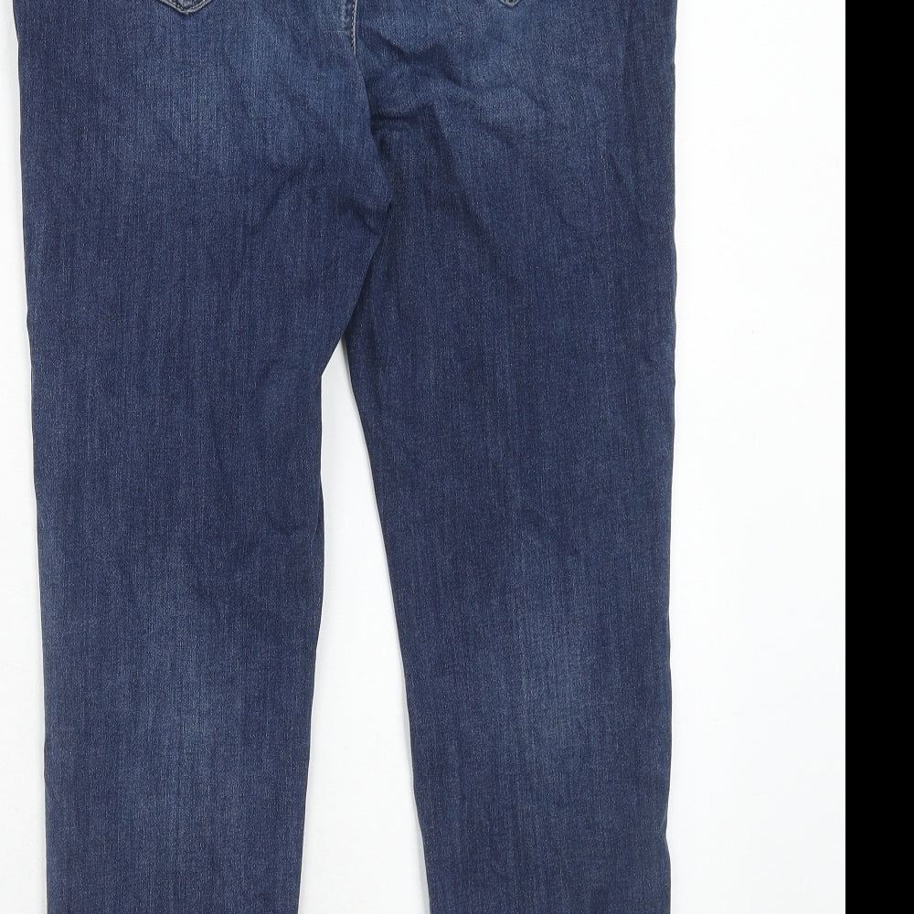 Marks and Spencer Womens Blue Cotton Skinny Jeans Size 16 Regular Zip
