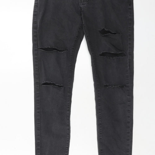 Bershka Womens Black Cotton Skinny Jeans Size 8 Regular Zip