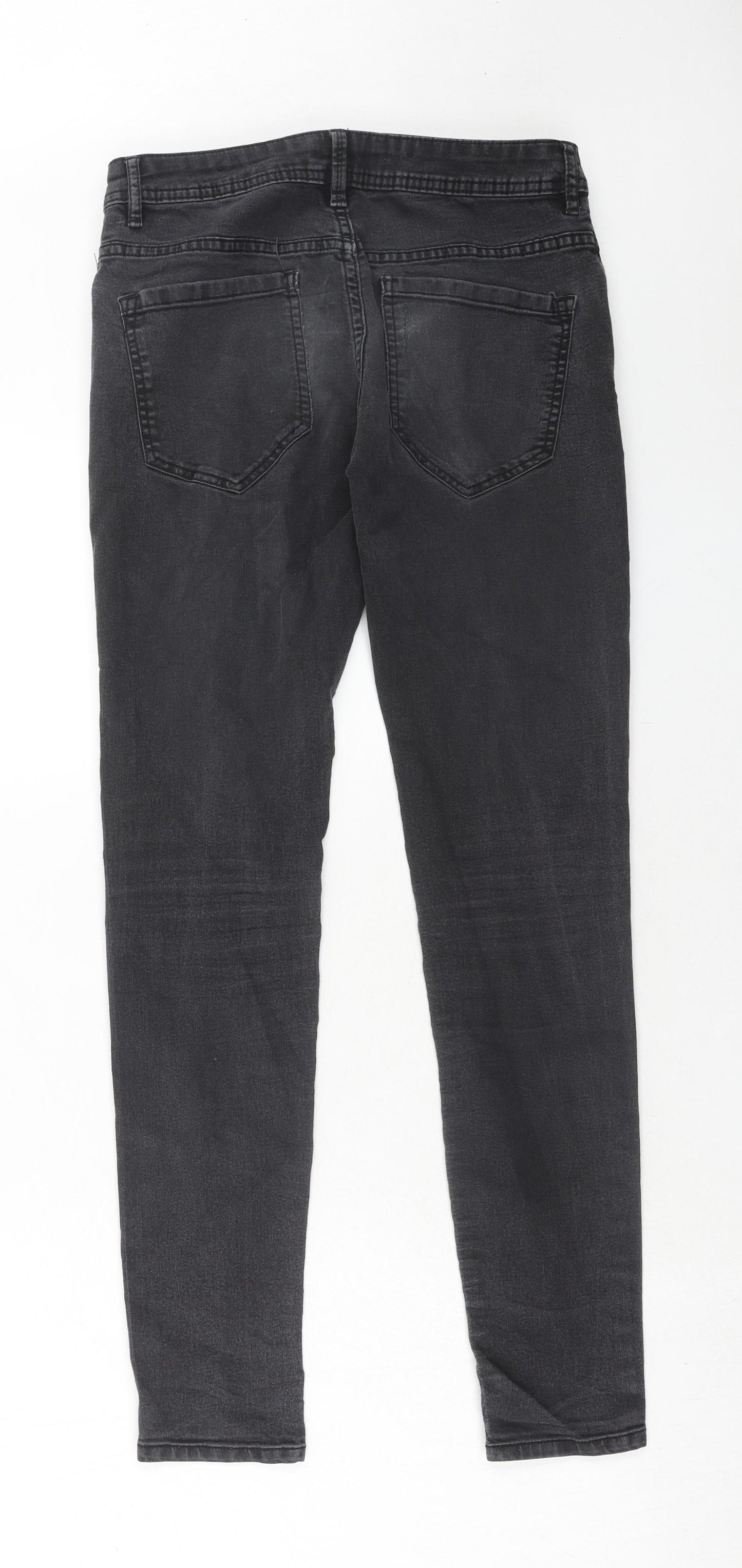 Bershka Womens Black Cotton Skinny Jeans Size 8 Regular Zip