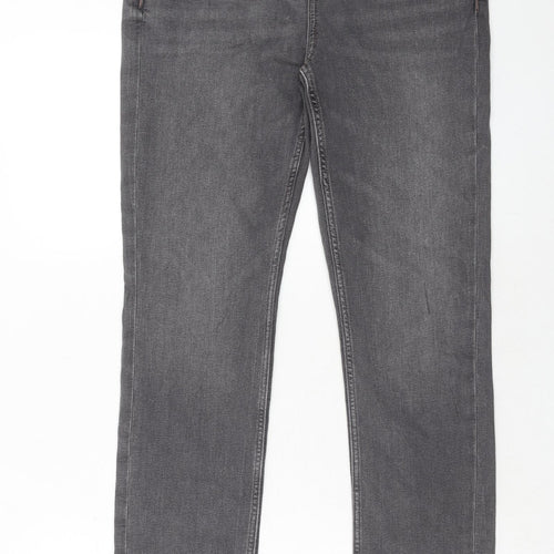 Marks and Spencer Womens Grey Cotton Skinny Jeans Size 12 Slim Zip