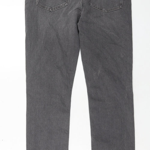 Marks and Spencer Womens Grey Cotton Skinny Jeans Size 12 Slim Zip