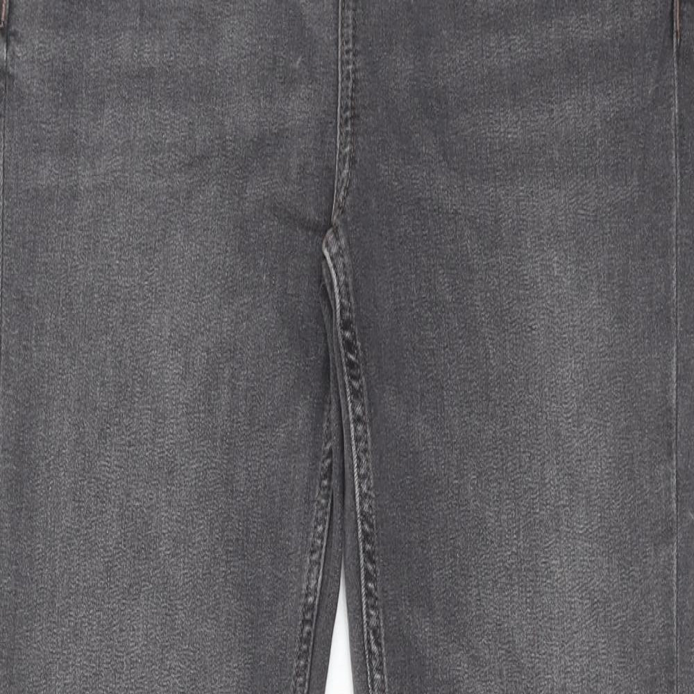 Marks and Spencer Womens Grey Cotton Skinny Jeans Size 12 Slim Zip