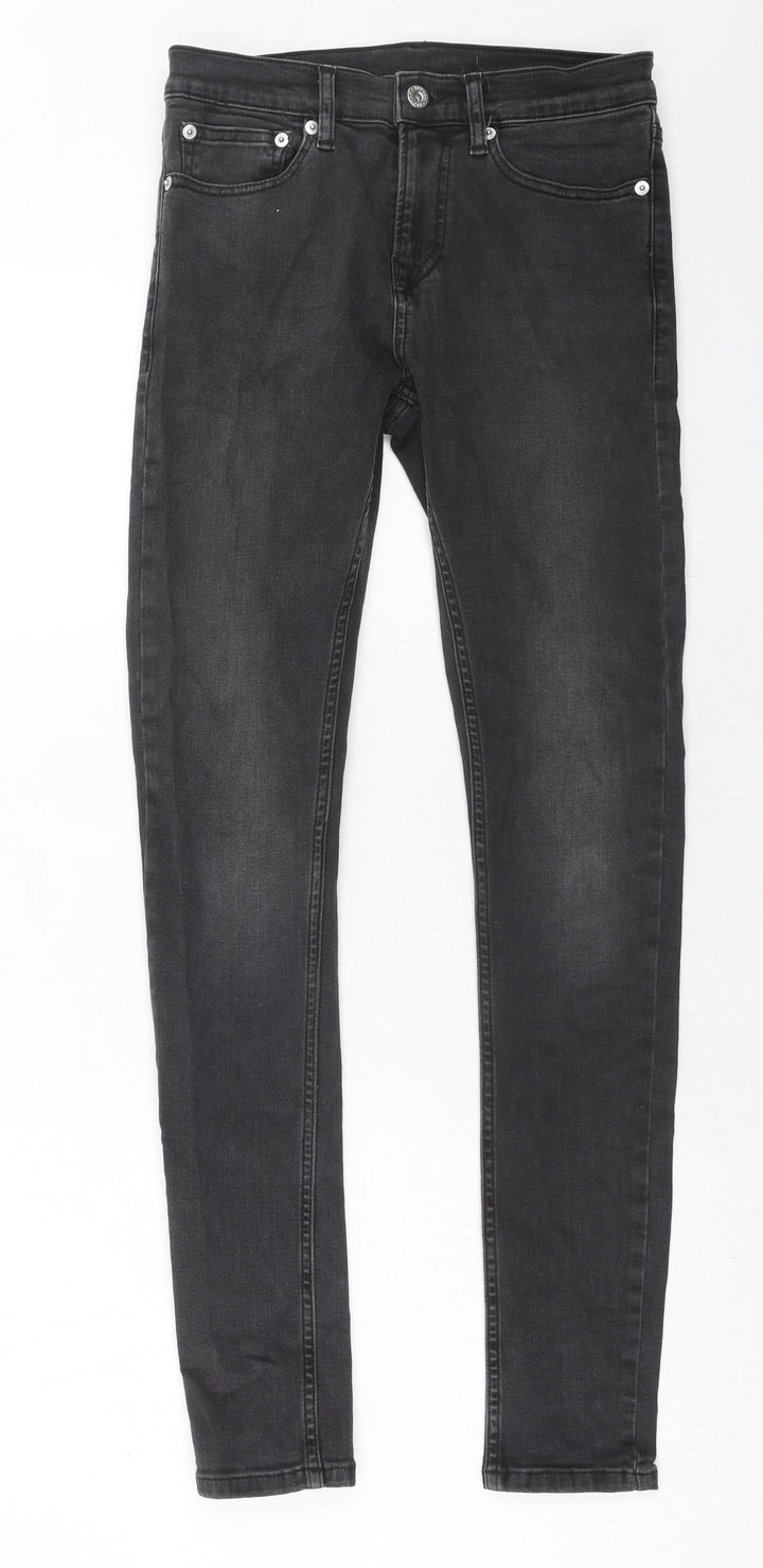 Topman Mens Black Cotton Skinny Jeans Size 30 in Regular Zip