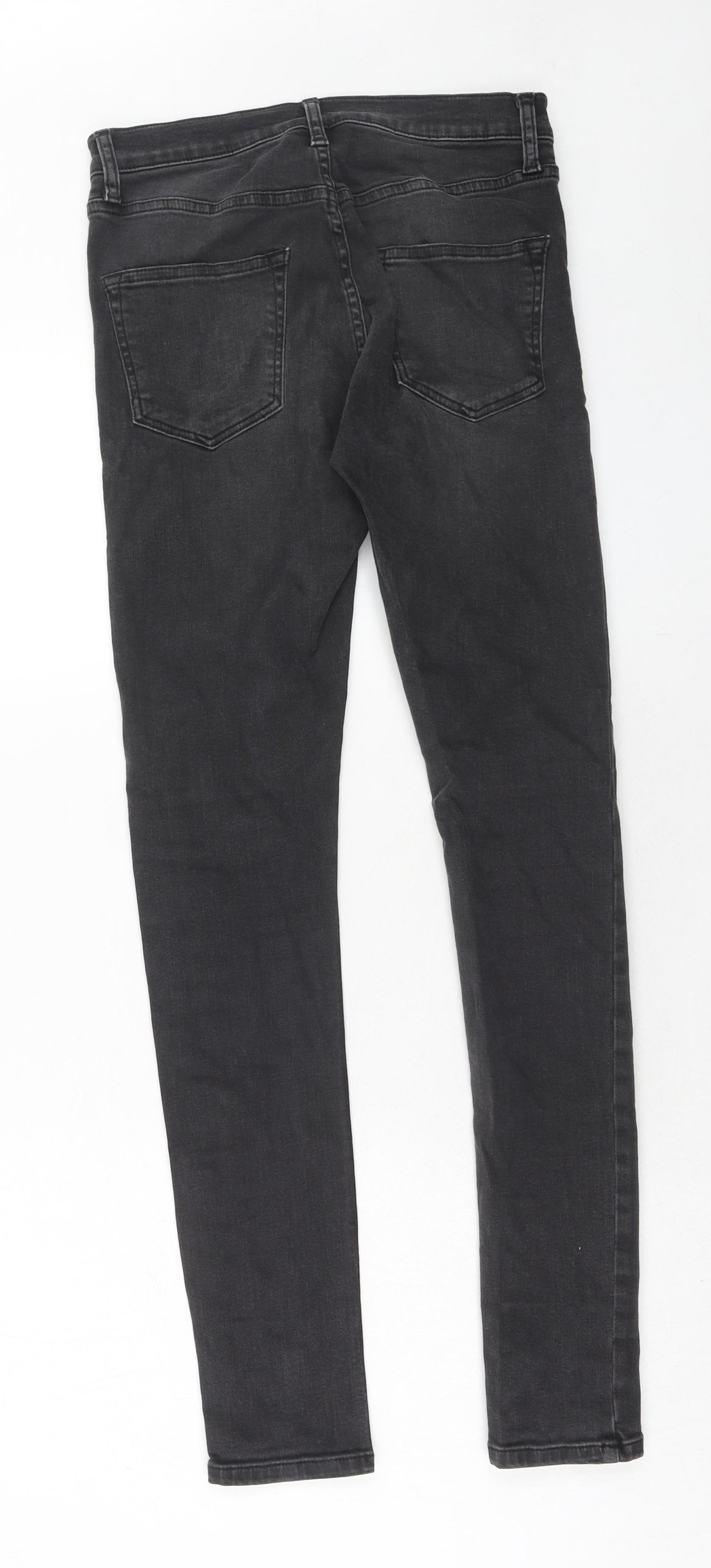 Topman Mens Black Cotton Skinny Jeans Size 30 in Regular Zip