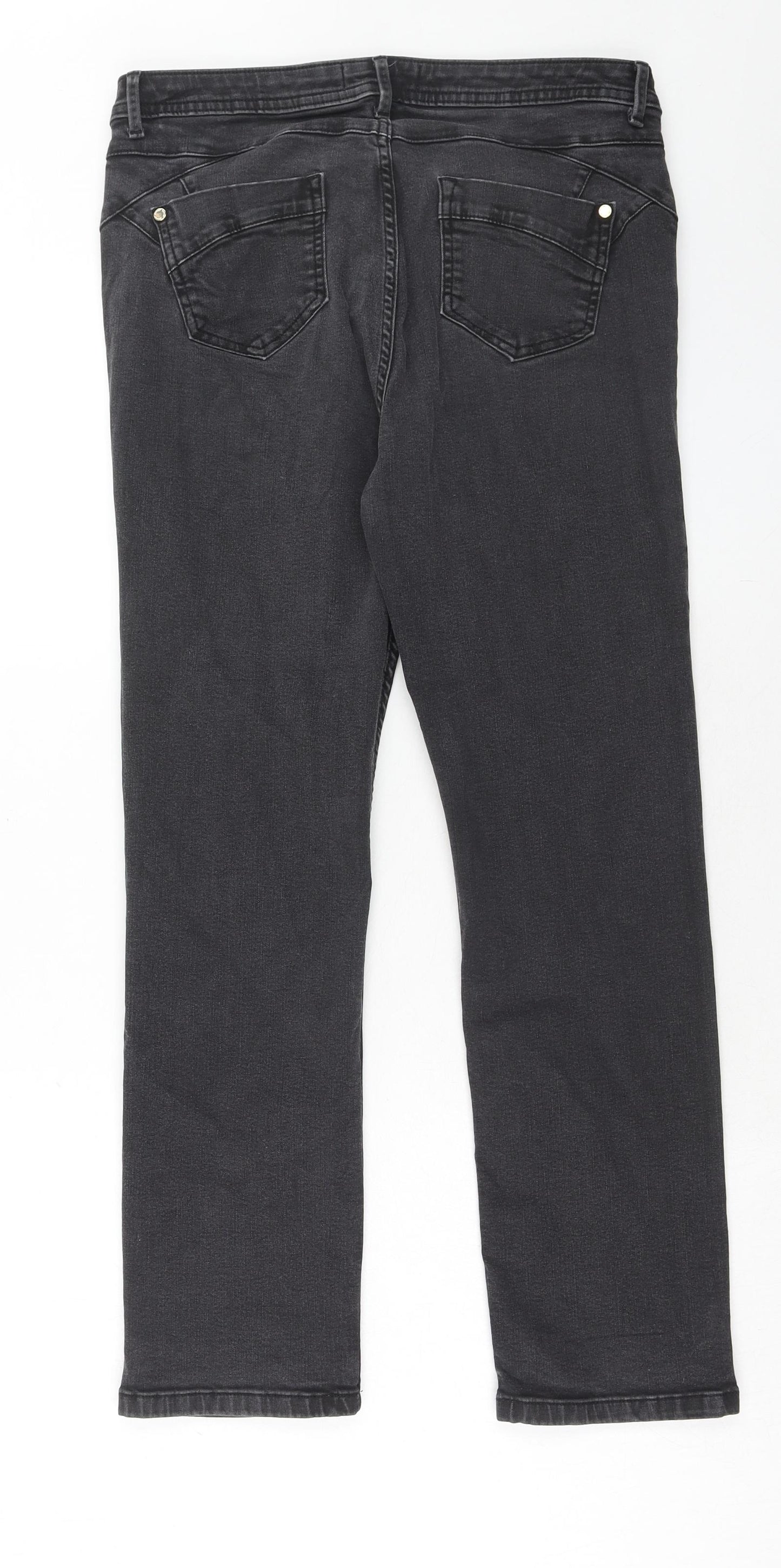 Marks and Spencer Womens Black Cotton Skinny Jeans Size 14 Slim Zip
