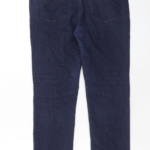 Marks and Spencer Womens Blue Cotton Straight Jeans Size 32 in Regular Zip