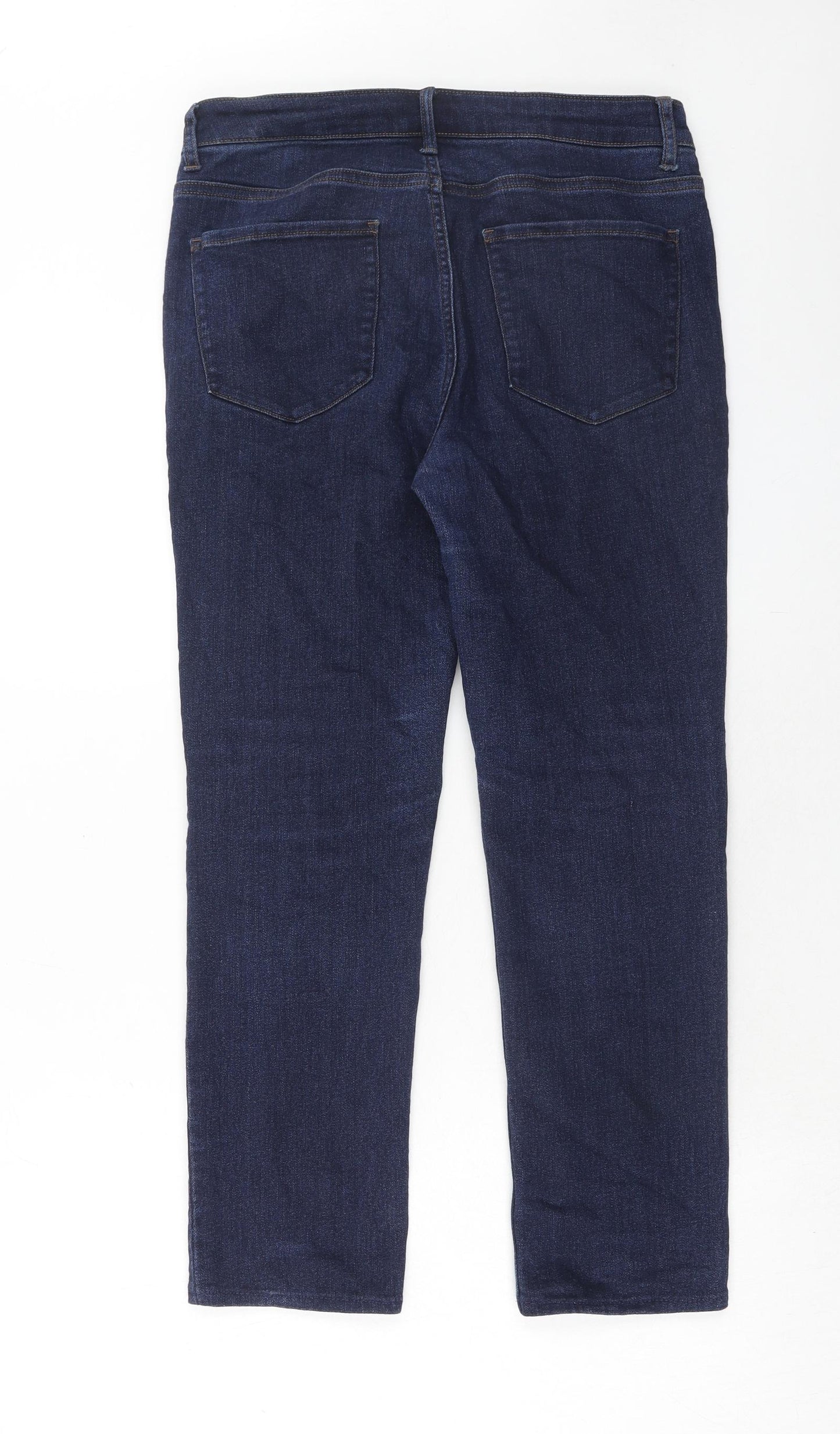 Marks and Spencer Womens Blue Cotton Straight Jeans Size 32 in Regular Zip