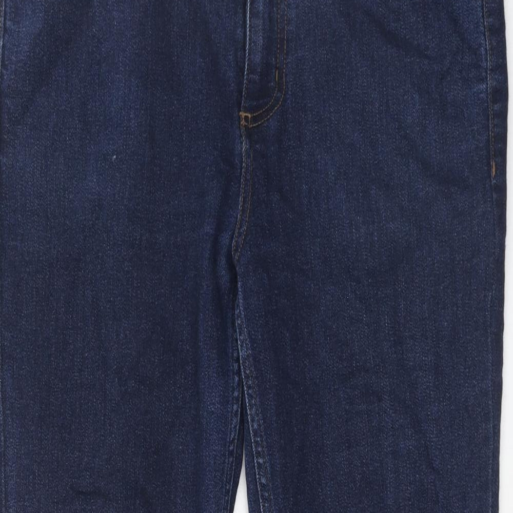 Marks and Spencer Womens Blue Cotton Straight Jeans Size 32 in Regular Zip