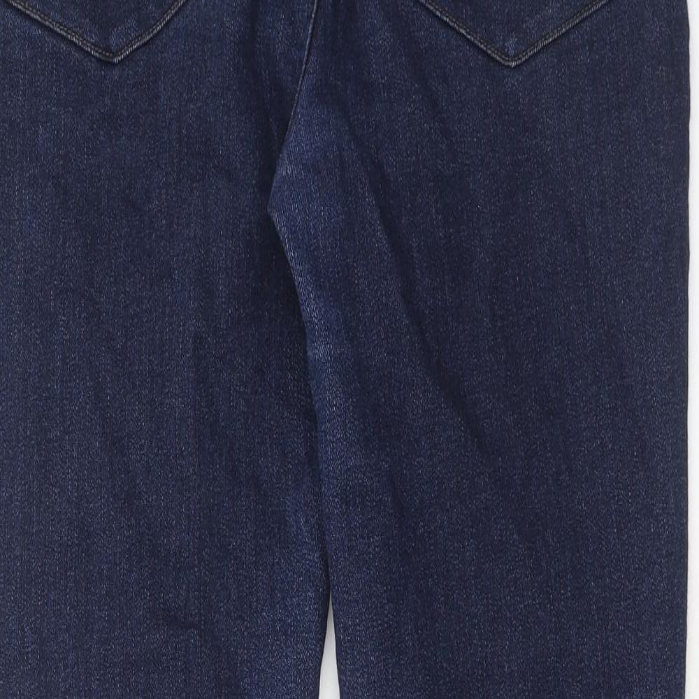 Marks and Spencer Womens Blue Cotton Straight Jeans Size 32 in Regular Zip