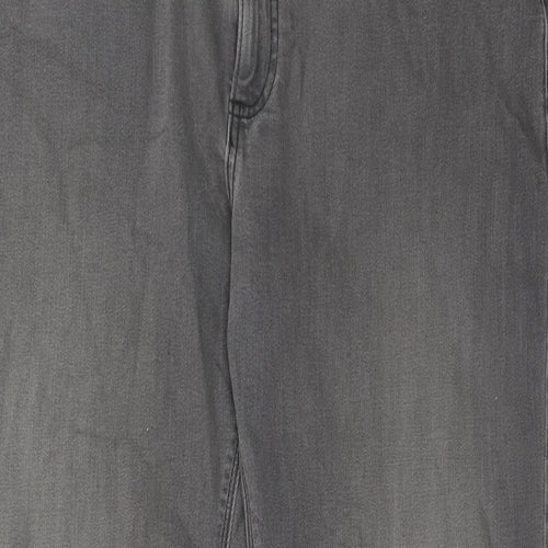 Marks and Spencer Mens Grey Cotton Straight Jeans Size 36 in L31 in Regular Zip
