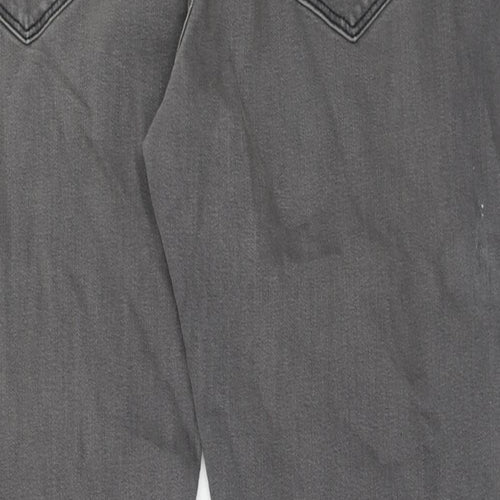 Marks and Spencer Mens Grey Cotton Straight Jeans Size 36 in L31 in Regular Zip