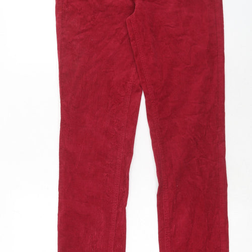 Marks and Spencer Womens Red Cotton Trousers Size 10 Regular Zip
