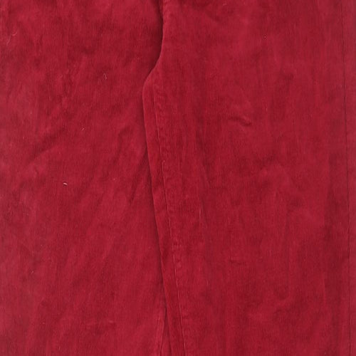 Marks and Spencer Womens Red Cotton Trousers Size 10 Regular Zip