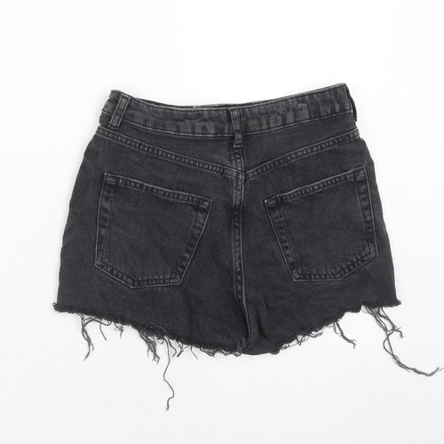 Topshop Womens Black Cotton Cut-Off Shorts Size 8 Regular Zip