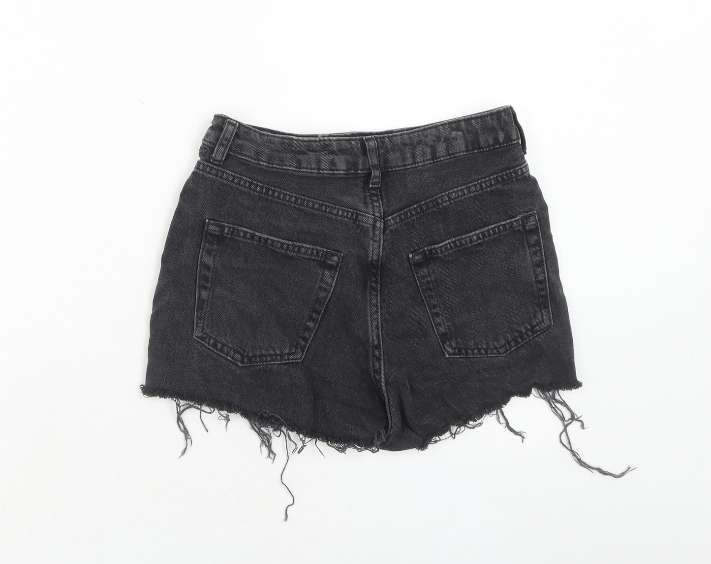 Topshop Womens Black Cotton Cut-Off Shorts Size 8 Regular Zip