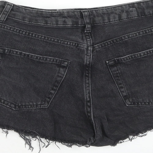 Topshop Womens Black Cotton Cut-Off Shorts Size 8 Regular Zip