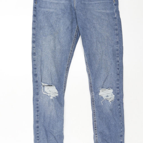 Topshop Womens Blue Cotton Skinny Jeans Size 26 in L34 in Regular Zip