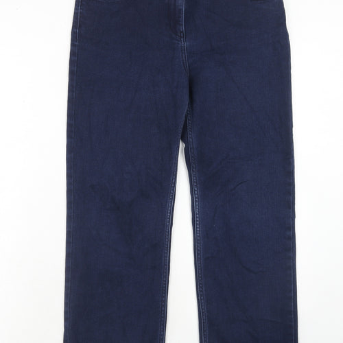 Marks and Spencer Womens Blue Cotton Straight Jeans Size 32 in Regular Zip