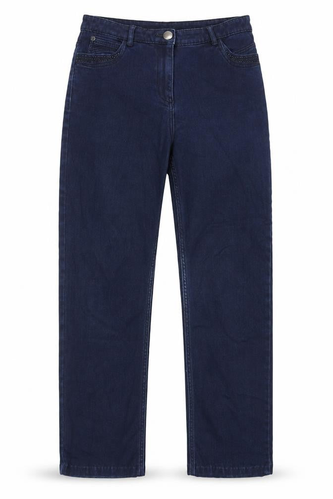 Marks and Spencer Womens Blue Cotton Straight Jeans Size 32 in Regular Zip