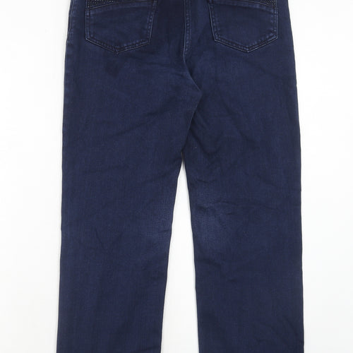 Marks and Spencer Womens Blue Cotton Straight Jeans Size 32 in Regular Zip