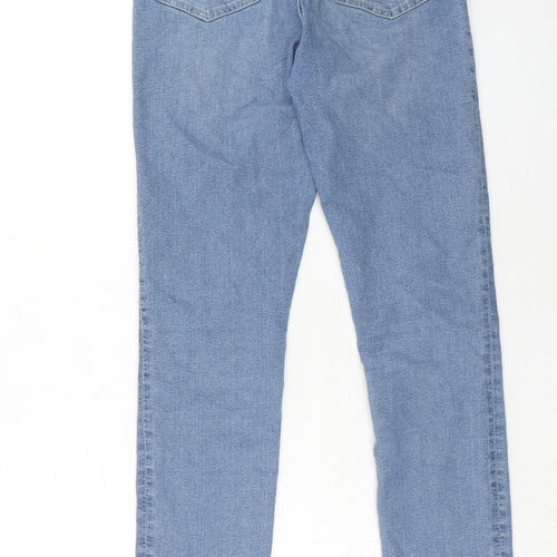H&M Girls Blue Cotton Skinny Jeans Size 14-15 Years Regular Button - Distressed