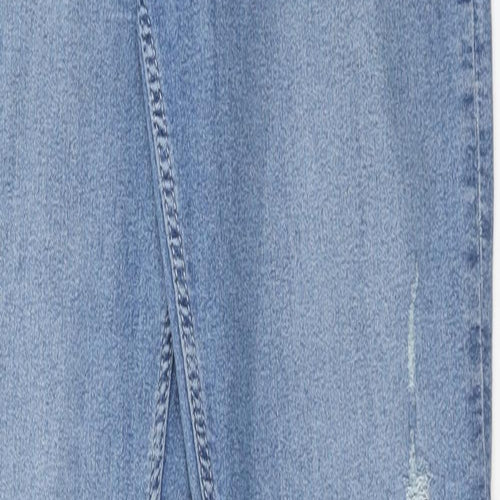 H&M Girls Blue Cotton Skinny Jeans Size 14-15 Years Regular Button - Distressed