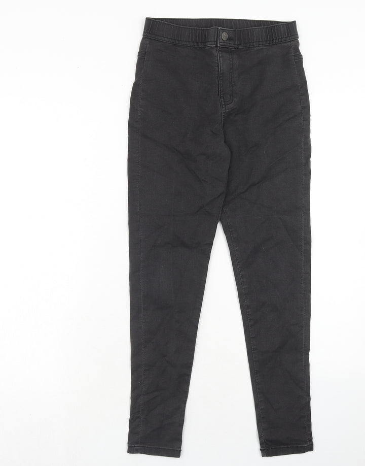 Marks and Spencer Girls Black Cotton Skinny Jeans Size 13-14 Years Regular Zip