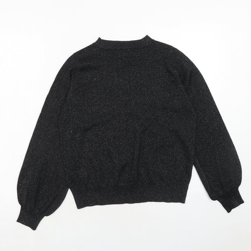Marks and Spencer Womens Black Round Neck Polyester Pullover Jumper Size S