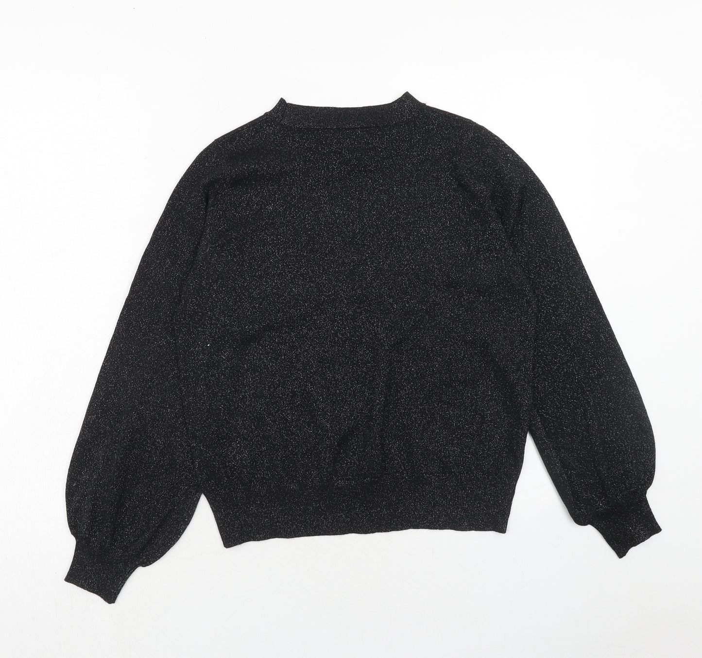 Marks and Spencer Womens Black Round Neck Polyester Pullover Jumper Size S