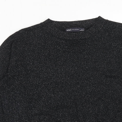 Marks and Spencer Womens Black Round Neck Polyester Pullover Jumper Size S