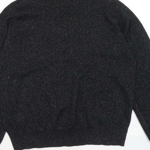 Marks and Spencer Womens Black Round Neck Polyester Pullover Jumper Size S