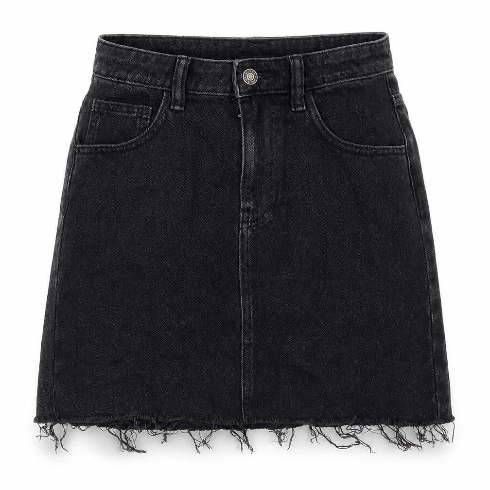 AsYou Womens Black Cotton A-Line Skirt Size 8 Zip