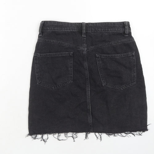 AsYou Womens Black Cotton A-Line Skirt Size 8 Zip