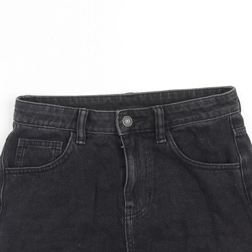 AsYou Womens Black Cotton A-Line Skirt Size 8 Zip