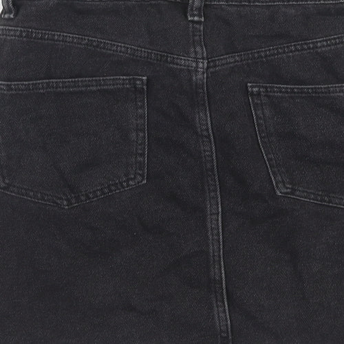 AsYou Womens Black Cotton A-Line Skirt Size 8 Zip