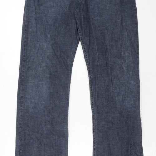 FCUK Jeans Mens Blue Cotton Bootcut Jeans Size 34 in Regular Zip