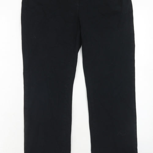 Marks and Spencer Womens Black Cotton Straight Jeans Size 12 Regular Zip