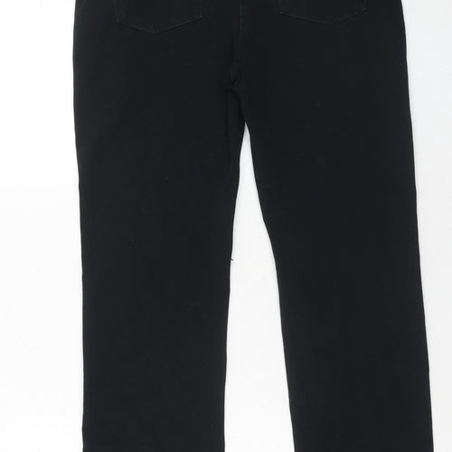 Marks and Spencer Womens Black Cotton Straight Jeans Size 12 Regular Zip