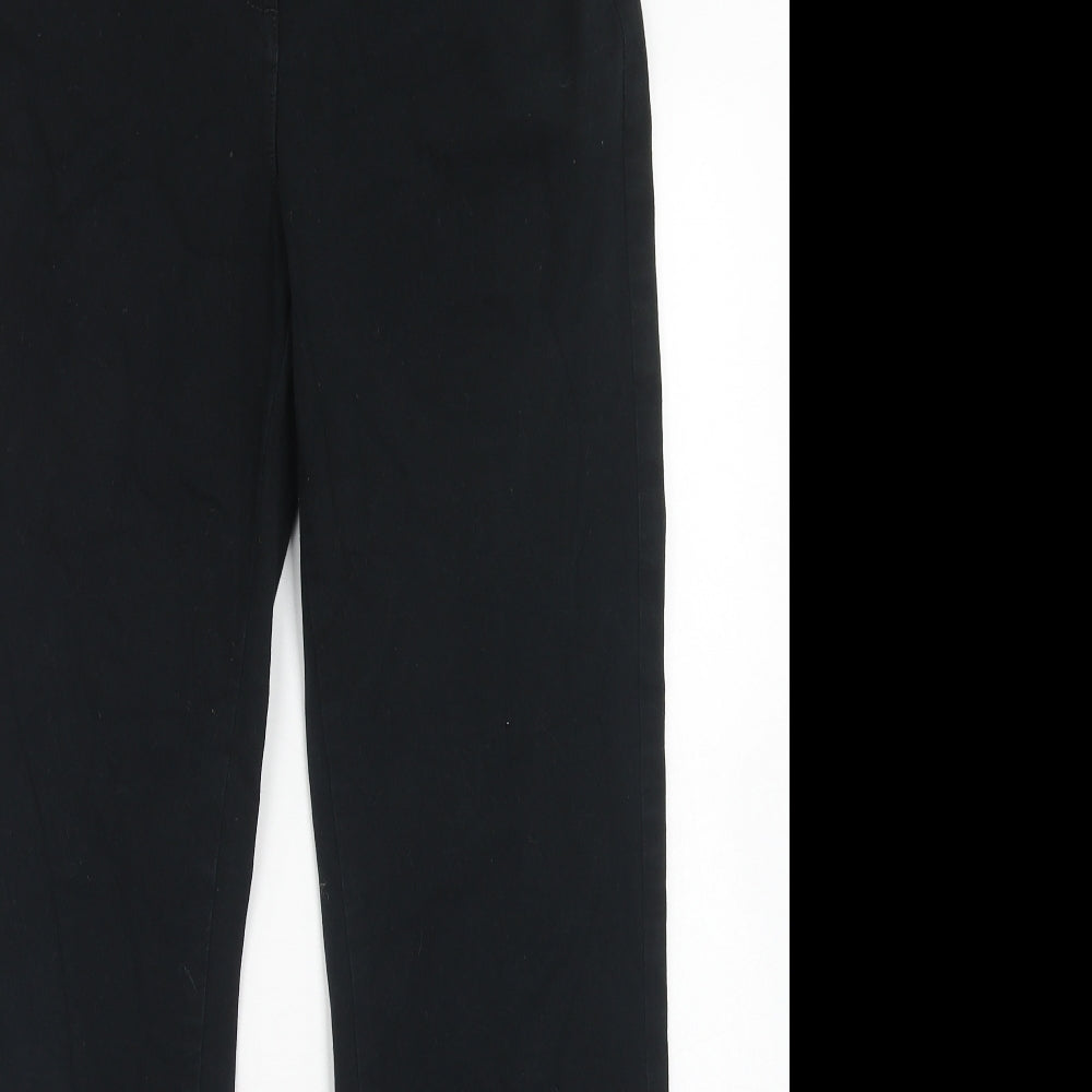 Marks and Spencer Womens Black Cotton Straight Jeans Size 12 Regular Zip