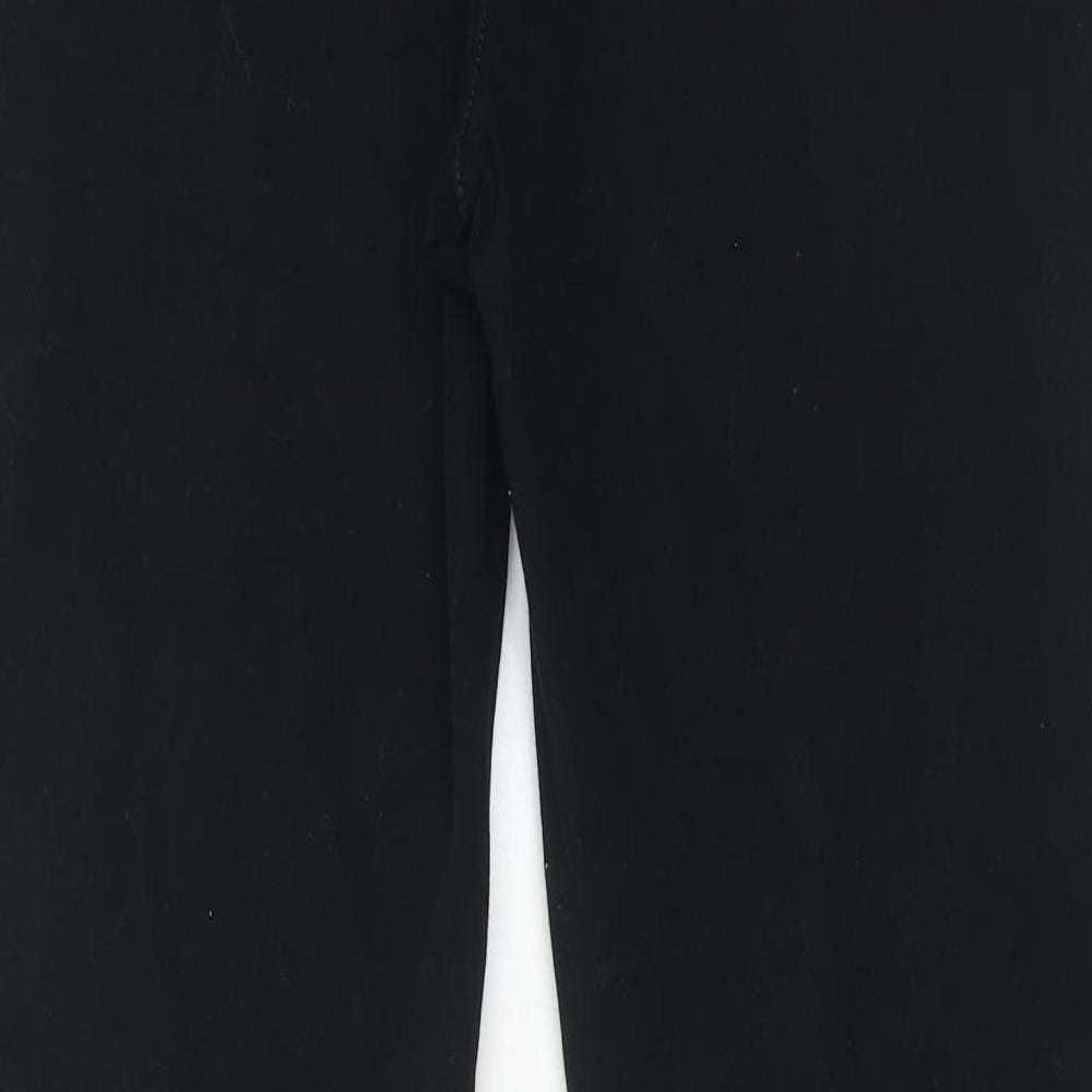Marks and Spencer Womens Black Cotton Straight Jeans Size 12 Regular Zip