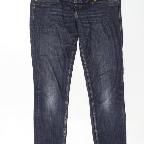 H&M Womens Blue Cotton Skinny Jeans Size 10 Regular Buckle
