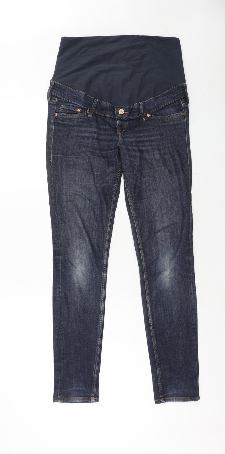 H&M Womens Blue Cotton Skinny Jeans Size 10 Regular Buckle