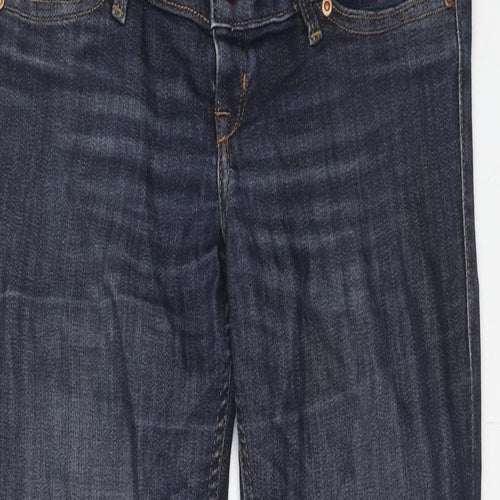 H&M Womens Blue Cotton Skinny Jeans Size 10 Regular Buckle