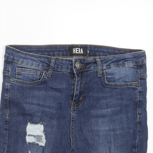 Hera Mens Blue Cotton Bermuda Shorts Size 28 in Regular Zip