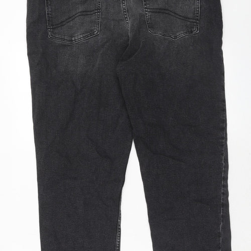 Fat Face Womens Black Cotton Cropped Jeans Size 16 Regular Zip