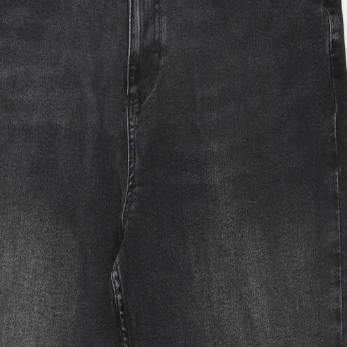 Fat Face Womens Black Cotton Cropped Jeans Size 16 Regular Zip