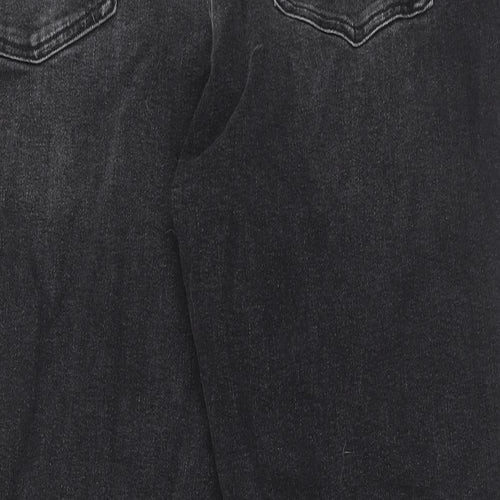 Fat Face Womens Black Cotton Cropped Jeans Size 16 Regular Zip
