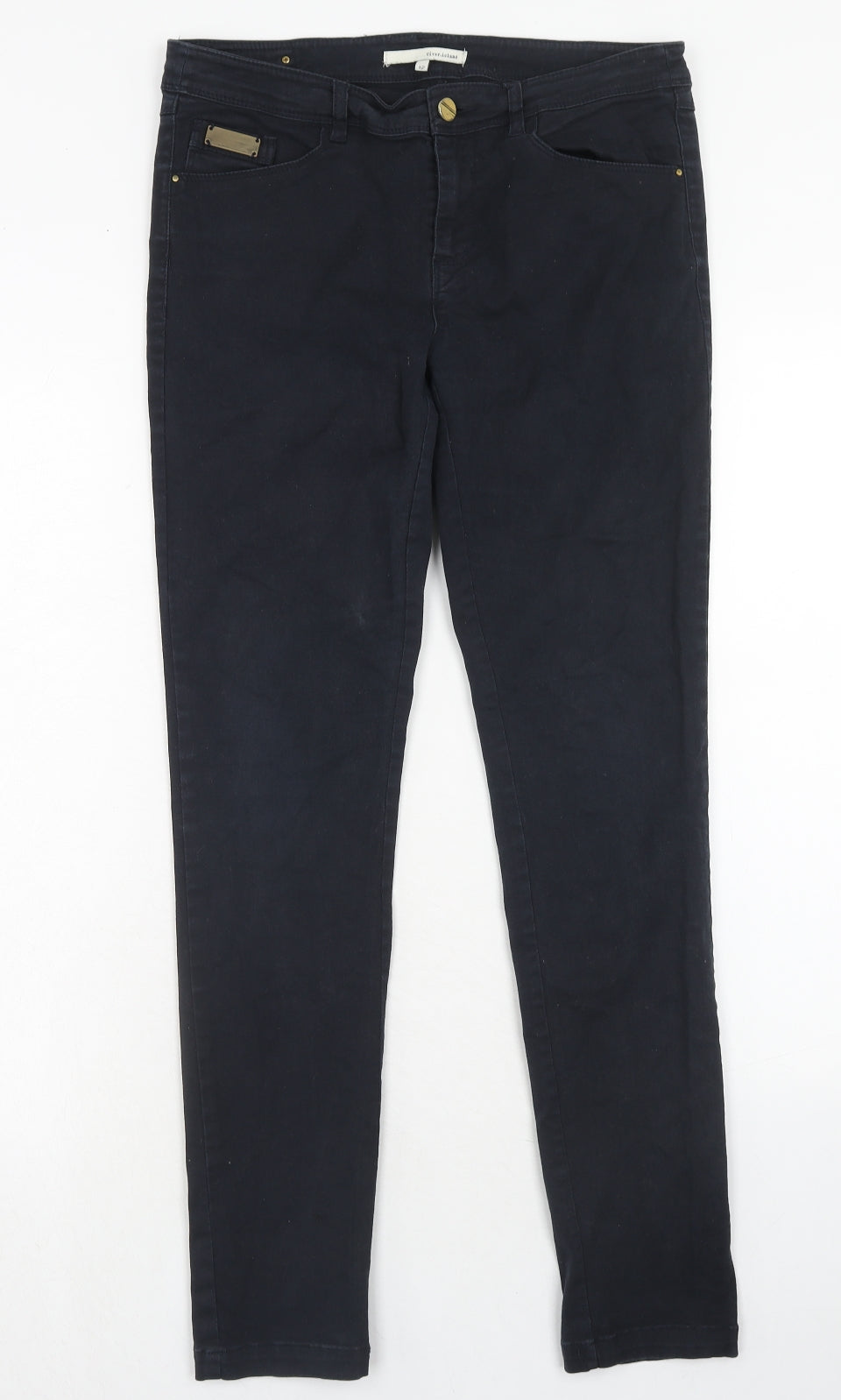 River Island Womens Blue Cotton Skinny Jeans Size 12 Regular Zip